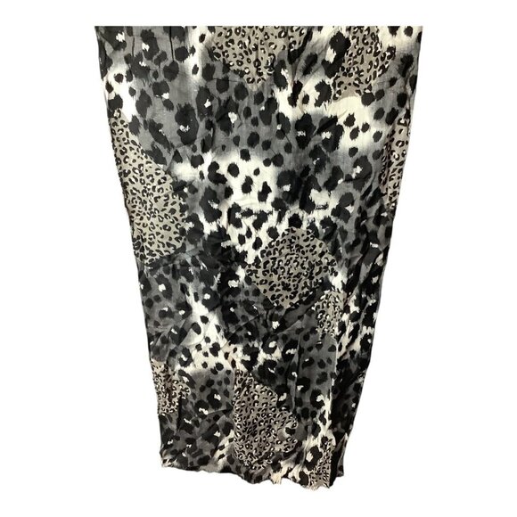 Leopard Print Scarf‎ Shawl Wrap Black White & Gray Lightweight Rectangle - Picture 9 of 9